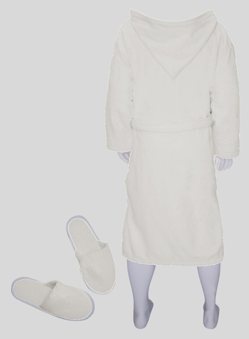 Banotex Luxurious Egyptian cotton bathrobe in sugar color, suitable for men and women, comes with a cape, slippers, and a waist belt. Available in sizes to suit everyone.  - Image 4