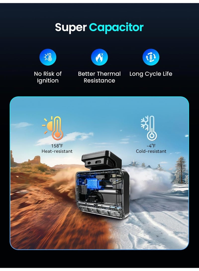 DDPAI Dash Cam Front and Rear 4K+1080P Dashcam for car, Included 64GB Card, Built-in 5G Wi-Fi 6 GPS, 3'' IPS Screen, 48H Parking Mode, Super Night Vision, ADAS, Loop Recording, Z50 Pro - Image 2