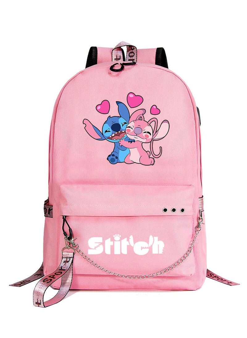 ستيتش حقيبة ظهر كاجوال بحزام منسوج للشباب مطبوعة بغرزة