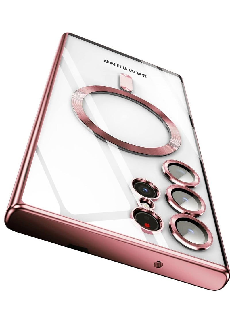 ELTRAZONE Case Compatible with Samsung Galaxy S25 Ultra 6.8" | Clear Magnetic Case for Wireless Charging | Shockproof Camera Protection | Soft TPU Bumper Cover | Scratch-Resistant & Slim Fit | Anti-Yellowing Transparent Design Pink - Image 1
