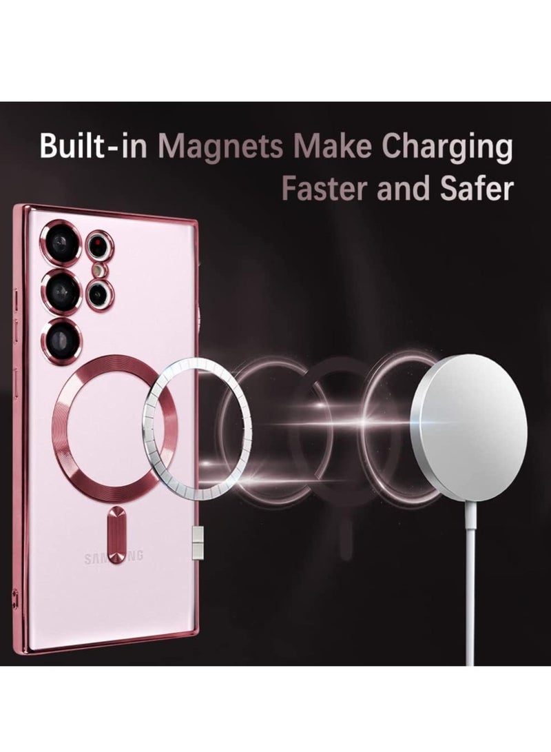 ELTRAZONE Case Compatible with Samsung Galaxy S25 Ultra 6.8" | Clear Magnetic Case for Wireless Charging | Shockproof Camera Protection | Soft TPU Bumper Cover | Scratch-Resistant & Slim Fit | Anti-Yellowing Transparent Design Pink - Image 3