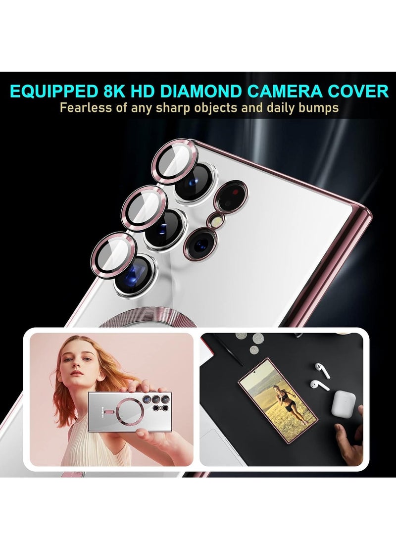 ELTRAZONE Case Compatible with Samsung Galaxy S25 Ultra 6.8" | Clear Magnetic Case for Wireless Charging | Shockproof Camera Protection | Soft TPU Bumper Cover | Scratch-Resistant & Slim Fit | Anti-Yellowing Transparent Design Pink - Image 4