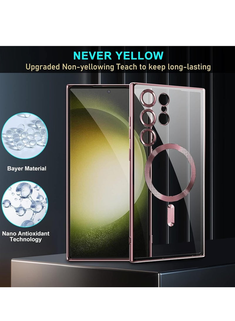 ELTRAZONE Case Compatible with Samsung Galaxy S25 Ultra 6.8" | Clear Magnetic Case for Wireless Charging | Shockproof Camera Protection | Soft TPU Bumper Cover | Scratch-Resistant & Slim Fit | Anti-Yellowing Transparent Design Pink - Image 5