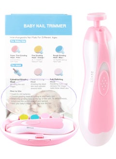 BGM ELTERAZONE Baby Nail Trimmer Electric No Sharp Claws Hurt, Baby Nail File Kit Manicure Set,6 in 1 Safety Cutter Trimmer Clipper for Toes and Fingers Pink  - Image 1