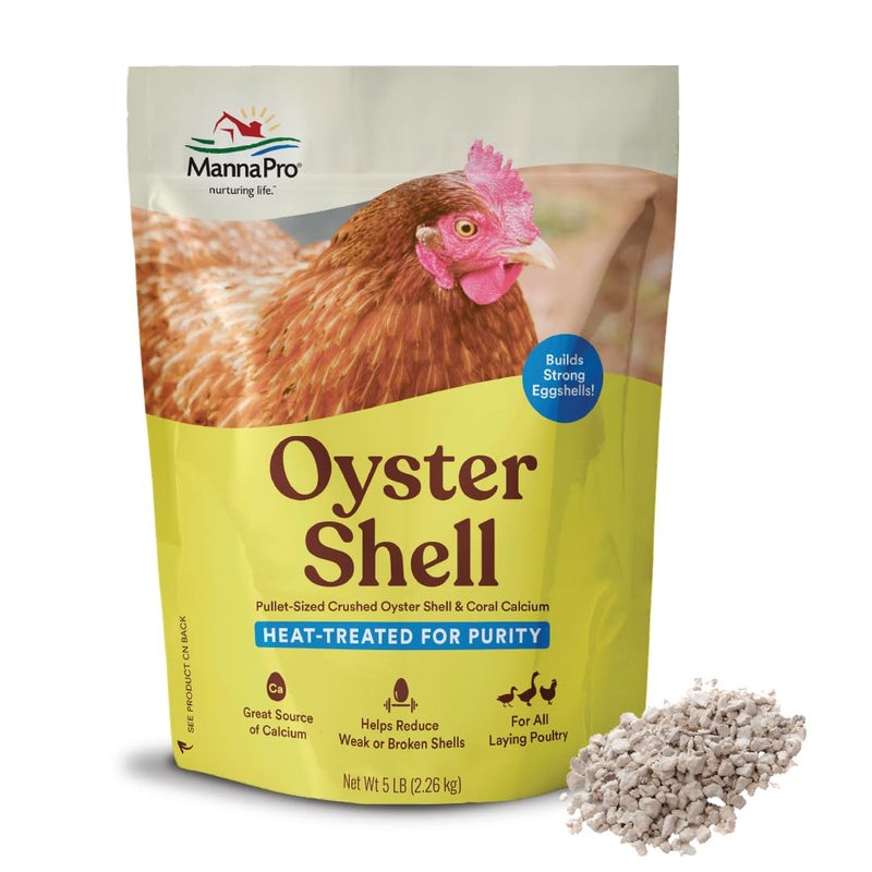 Manna Pro Crushed Oyster Shell for Chickens â€“ Calcium Supplement for Laying Hens to Support Strong Eggshells â€“ Natural Poultry Mineral Feed for Backyard Chickens â€“ 5 lb Bag - Image 1
