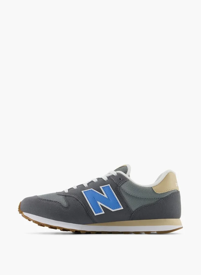 نيو بالانس Men's Panelled Sneakers with Lace-Up Closure - 500
