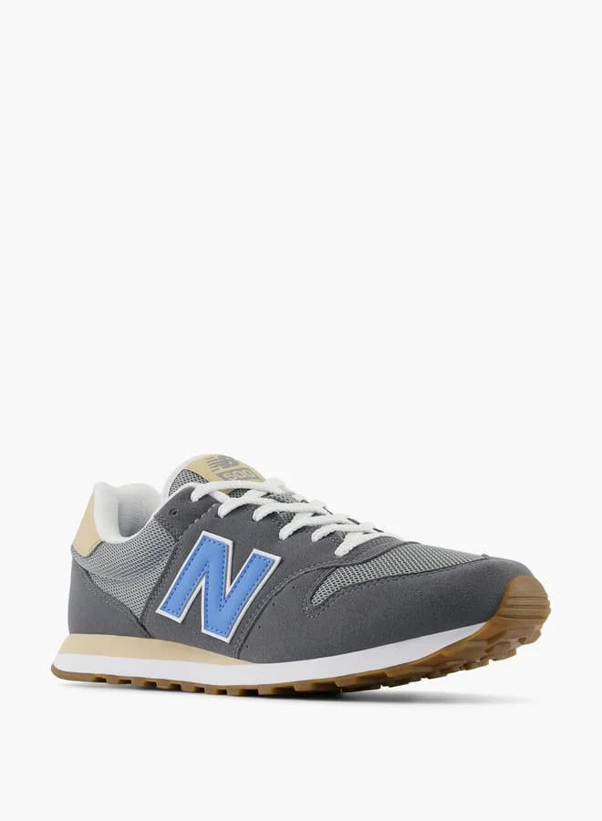 نيو بالانس Men's Panelled Sneakers with Lace-Up Closure - 500