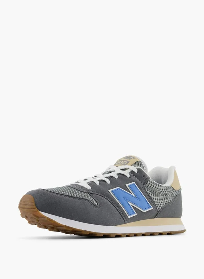 نيو بالانس Men's Panelled Sneakers with Lace-Up Closure - 500