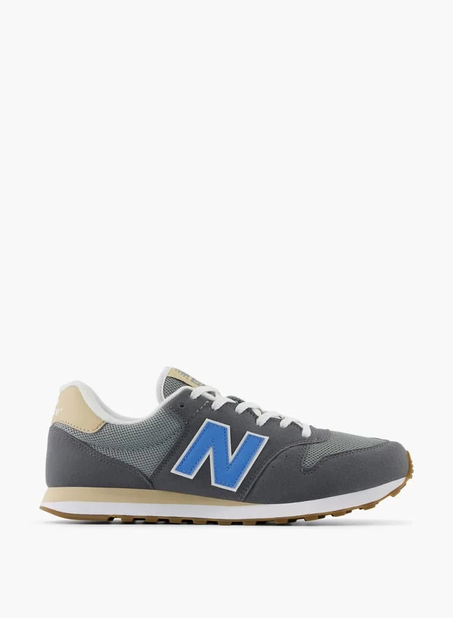 نيو بالانس Men's Panelled Sneakers with Lace-Up Closure - 500