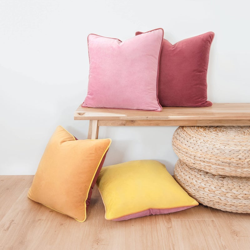 Monday Moose Decorative Throw Pillow Covers Cushion Cases  Set Of 4 Soft Velvet Modern Double-Sided Designs  Mix And Match For Home Decor  Pillow Inserts Not Included (18X18 Inch  Yellow/Pink) - Image 5