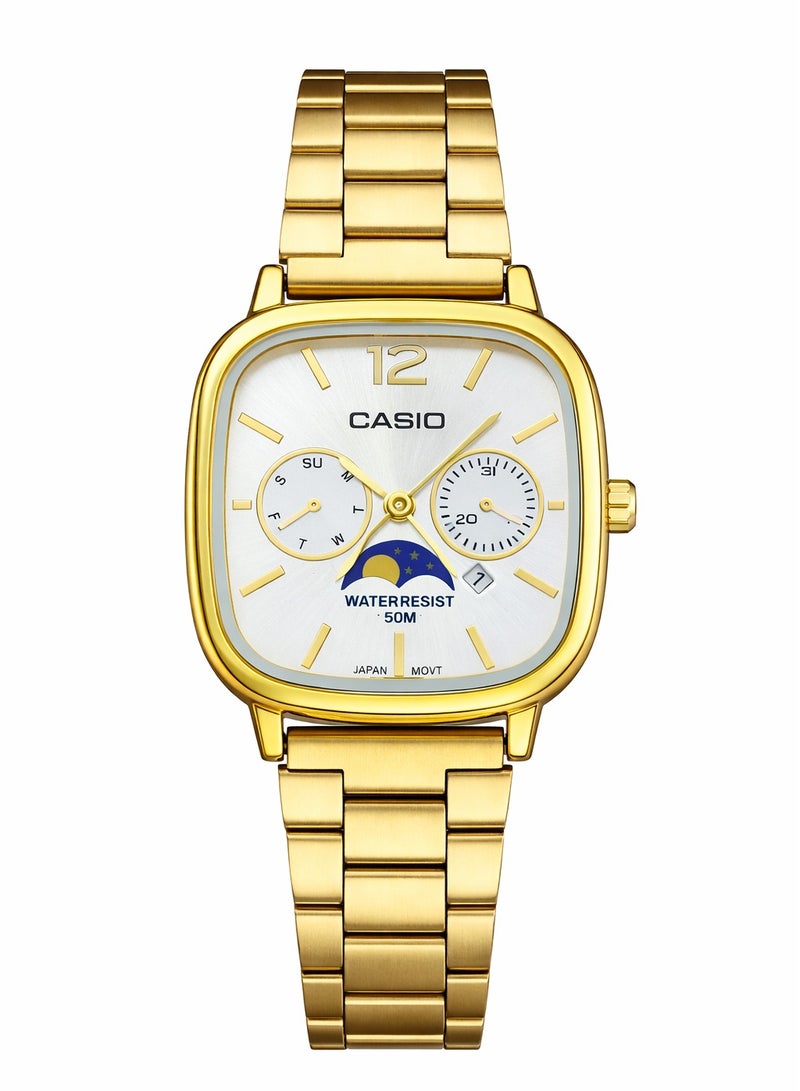 ساعة كاسيو ستانلس ستيل مربع – مينا ابيض