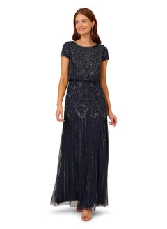 Adrianna Papell Embellished Mesh Blouson Evening Dress  - Image 1