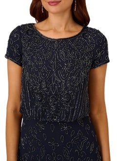 Adrianna Papell Embellished Mesh Blouson Evening Dress  - Image 3