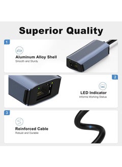Excefore USB C Ethernet Adapter, Fast USB to Ethernet, Type-C to RJ45 Adapter Work for MacWindows, Network Adapter USB Ethernet Adapter for Laptop Tablets and Computers  - Image 3