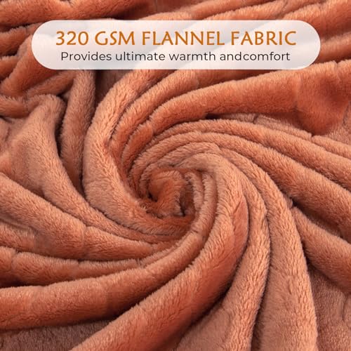 TOONOW Fleece Blanket Super Soft Cozy Throw Blanket 50" x 60", Lightweight Fuzzy Comfy Textured Flannel Blanket Warm Plush Throw Blankets for Couch, Sofa, Bed, Carnelian - Image 4