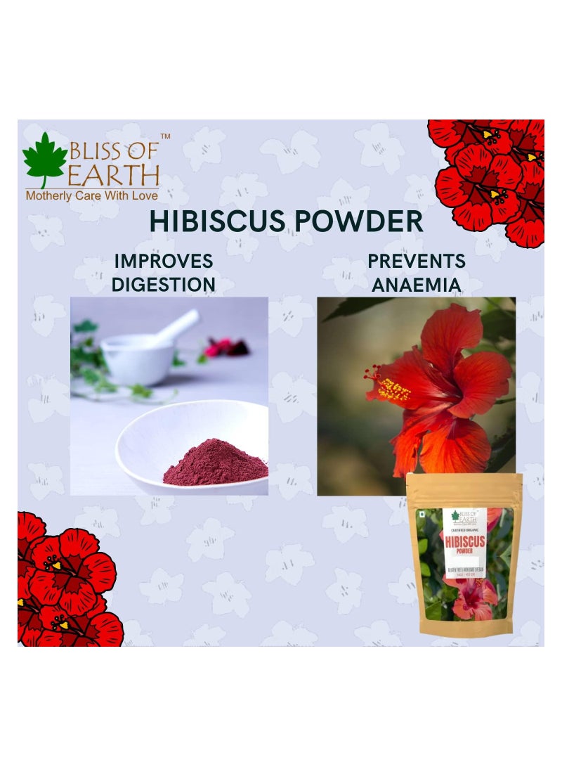 BLISS OF EARTH 100% Pure & Natural Hibiscus Powder 100GM Makes Hair Stronger & Thicker Controls Ageing Cures Acne & Pimples Pack of 5  - Image 2
