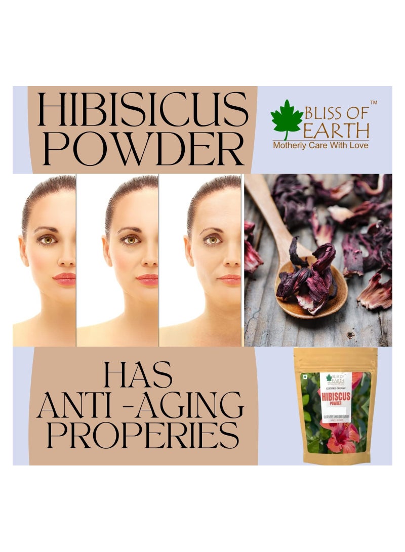 BLISS OF EARTH 100% Pure & Natural Hibiscus Powder 100GM Makes Hair Stronger & Thicker Controls Ageing Cures Acne & Pimples Pack of 5  - Image 4