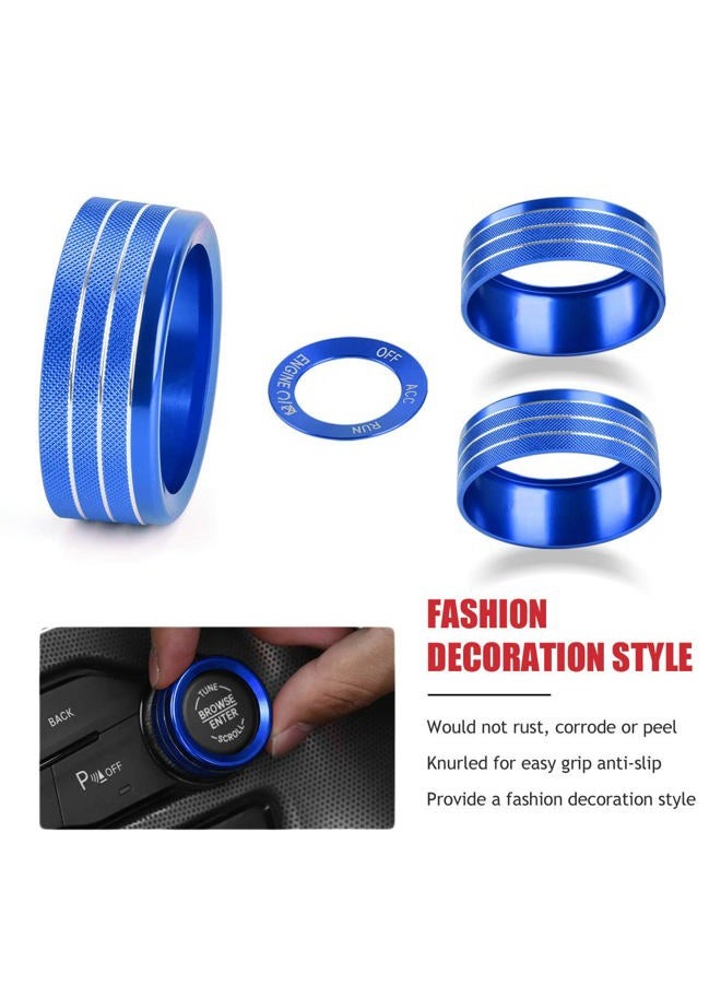EBAIFUN Blue Control Knob Cover Radio Tune Audio Volume Air Conditioner AC Climate Twist Switch Button Aluminum Ring Decal Trim Compatible with Dodge Challenger/Charger/Chrysler 300 300s 2015-2021 - Image 5