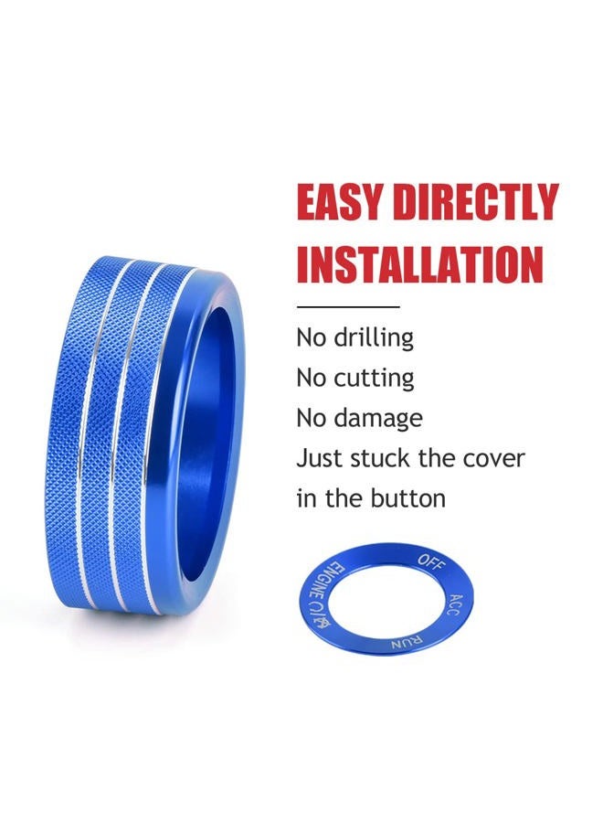 EBAIFUN Blue Control Knob Cover Radio Tune Audio Volume Air Conditioner AC Climate Twist Switch Button Aluminum Ring Decal Trim Compatible with Dodge Challenger/Charger/Chrysler 300 300s 2015-2021 - Image 4