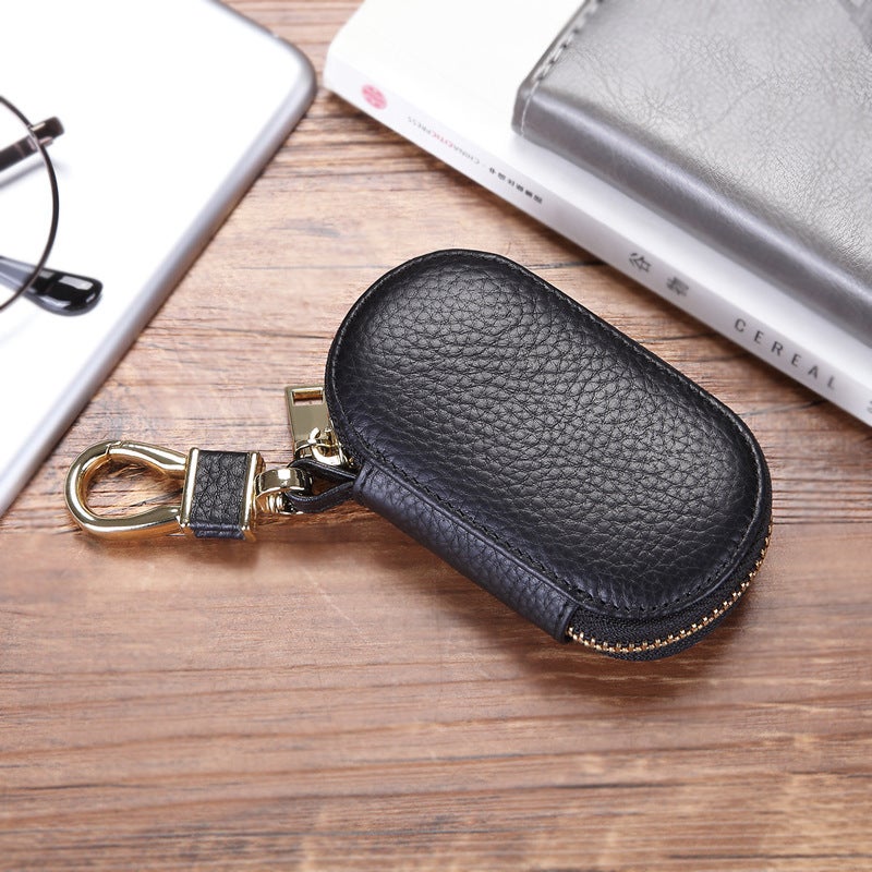 First-Layer Cowhide Universal Zipper Car Key Case 2024 Key Cover Manufacturer Storage With Stitching - Image 5
