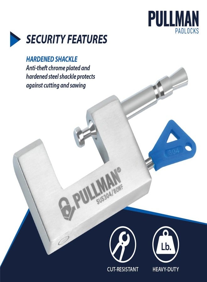 بولمان أقفال متينة متشابهة المفاتيح مزودة بأربعة مفاتيح - أقفال عالية الأمان للمرآب والمستودعات والحاويات (عبوة من قطعتين) (80 مم) - Image 3