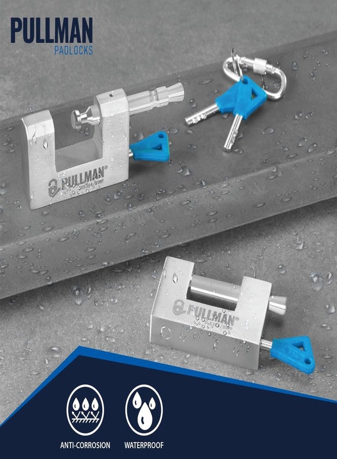 بولمان أقفال متينة متشابهة المفاتيح مزودة بأربعة مفاتيح - أقفال عالية الأمان للمرآب والمستودعات والحاويات (عبوة من قطعتين) (80 مم) - Image 5