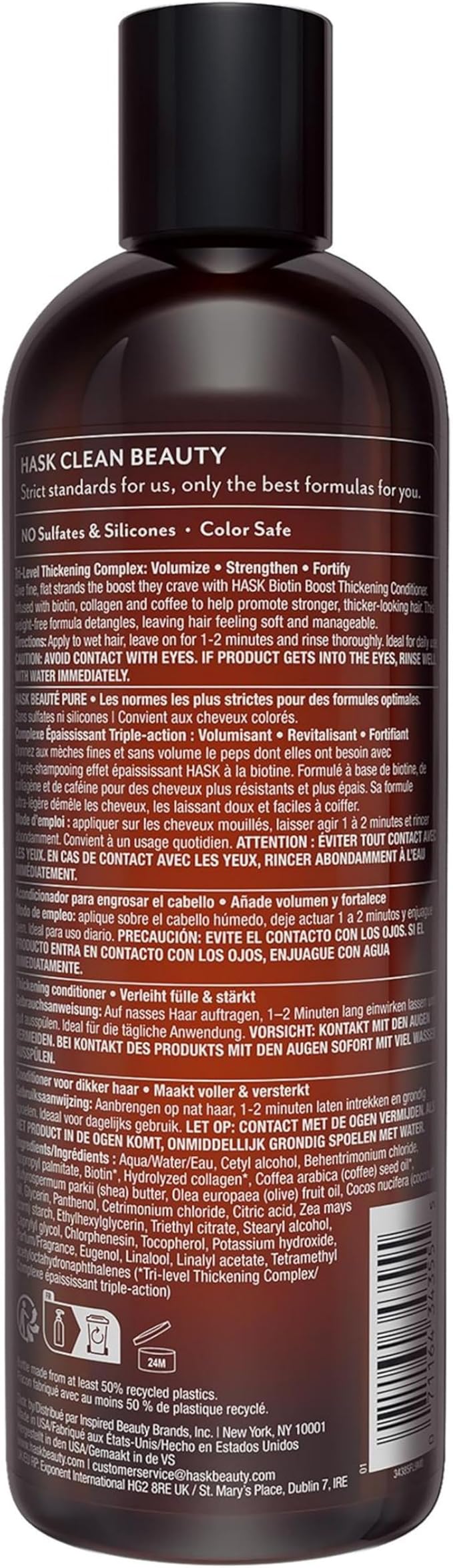 HASK Biotin Boost Thickening Conditioner Thickening for all hair types colour safe glutenfree sulfatefree parabenfree 1 355mL Bottle - Image 3