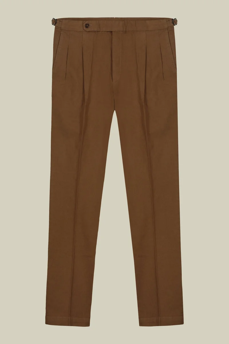 Doppelganger Beige Men's trousers with double pleats and side buckles - Beige for Men | Best Price UAE