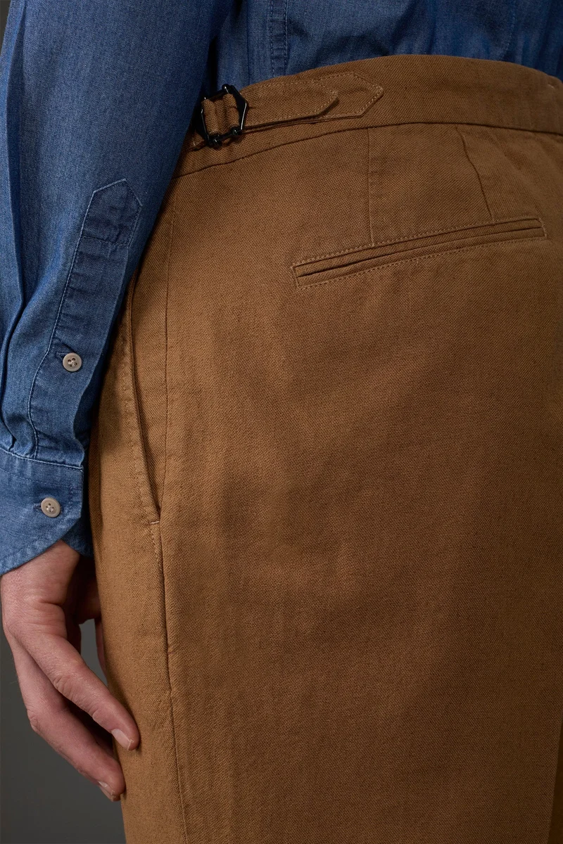 Doppelganger Beige Men's trousers with double pleats and side buckles - Beige for Men | Best Price UAE
