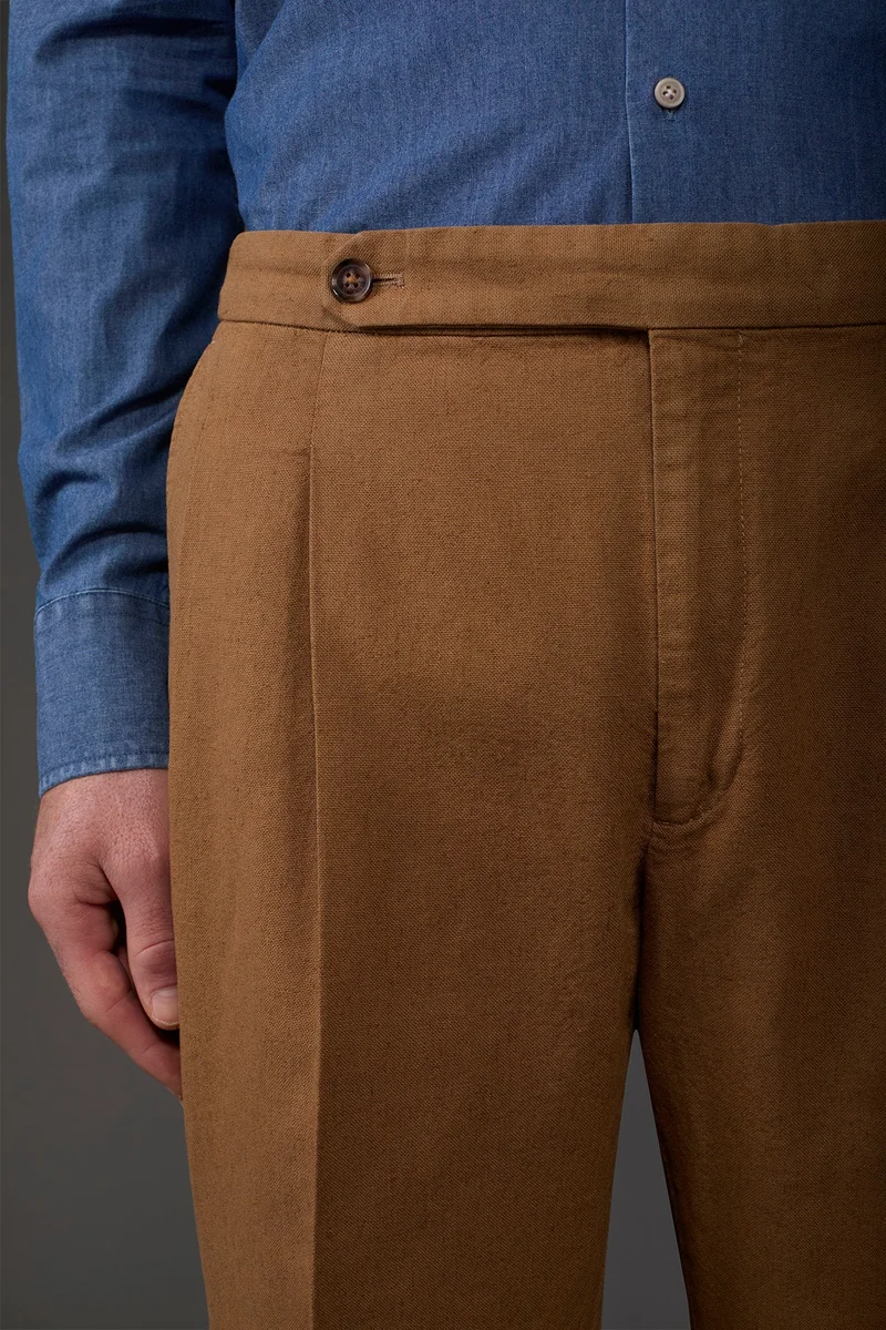 Doppelganger Beige Men's trousers with double pleats and side buckles - Beige for Men | Best Price UAE