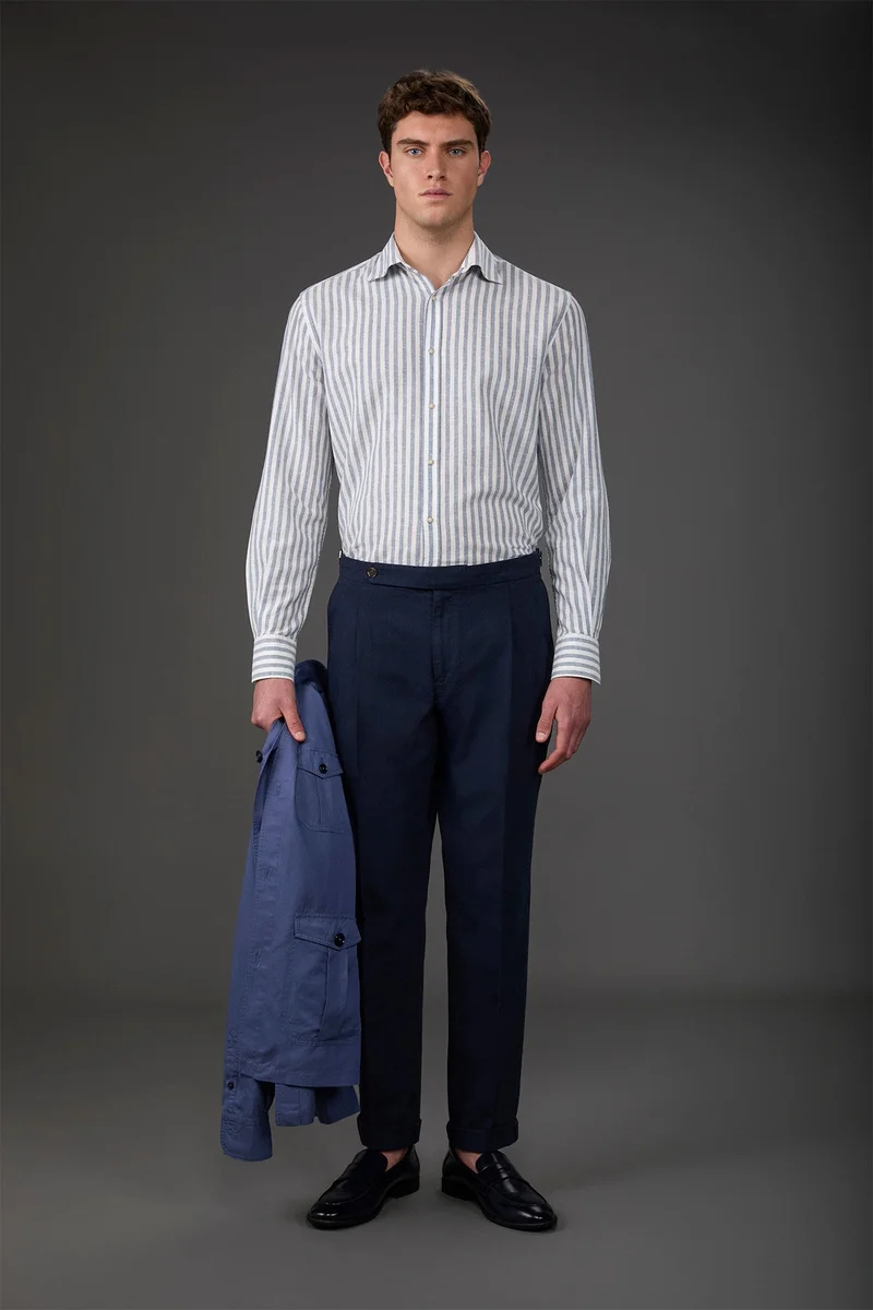 Doppelganger Beige Men's trousers with double pleats and side buckles - Beige for Men | Best Price UAE