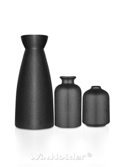 WinHolder Set of 3 Black Ceramic vase Small Flower vases for Decor,Modern Home Decor, Vases for Decor,Pampas Grass Vase,Dried Flowers Vases,Living Room,Table Shelf, Centerpieces Decoration  - Image 2