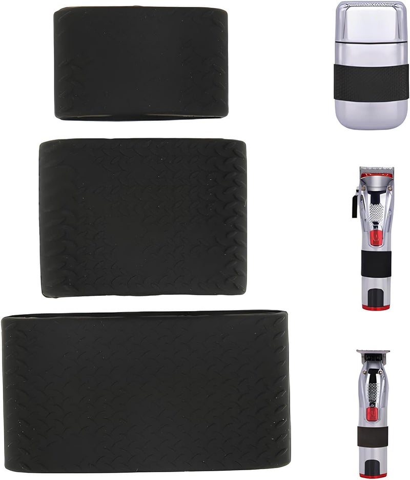 3Pcs Black NonSlip Clipper Grip Hair Clips Silicone Cover Barber Sleeve Heat Resistant for Hair Clipper Hair Mat