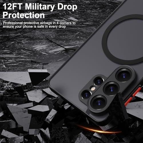 WATACHE Case for Samsung Galaxy S26 Ultra Shockproof Heavy Duty Protective Cover 5G 2026 Compatible with MagSafe - Black - Image 3