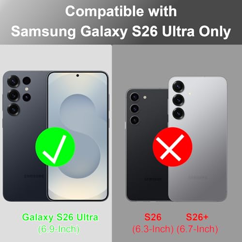 WATACHE Case for Samsung Galaxy S26 Ultra Shockproof Heavy Duty Protective Cover 5G 2026 Compatible with MagSafe - Black - Image 2