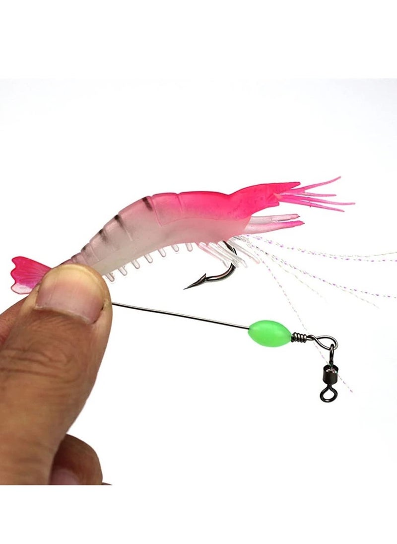 5-Piece Fishing Lures Soft Luminous Shrimp Lures Set, Shrimp Bait Set with Sharp Hooks, Fishing Tackle for Freshwater and Saltwater Bass Trout Catfish