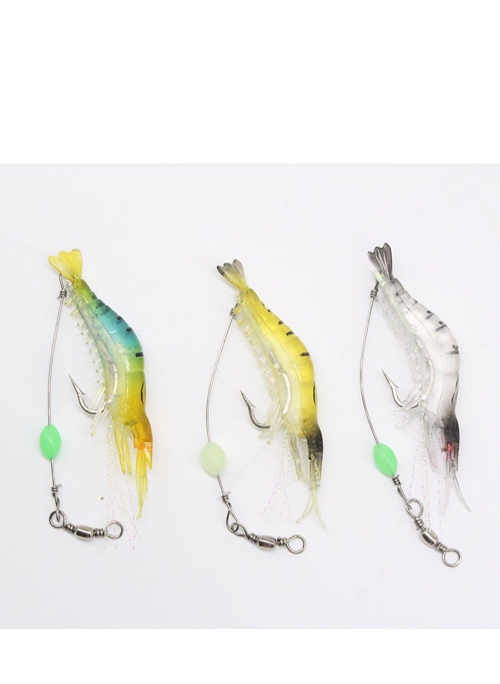 5-Piece Fishing Lures Soft Luminous Shrimp Lures Set, Shrimp Bait Set with Sharp Hooks, Fishing Tackle for Freshwater and Saltwater Bass Trout Catfish