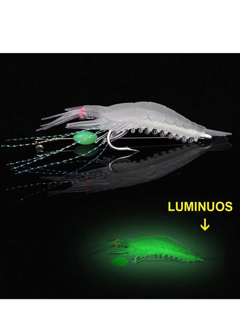 Cuken 5-Piece Fishing Lures Soft Luminous Shrimp Lures Set, Shrimp Bait Set with Sharp Hooks, Fishing Tackle for Freshwater and Saltwater Bass Trout Catfish  - Image 4