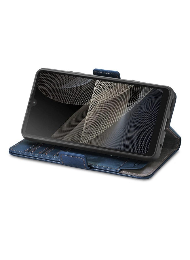 For Sony Xperia Ace II CaseNeo Business Splicing Dual Magnetic Buckle Horizontal Flip PU Leather Case with Holder & Card Slots & Wallet(Blue)