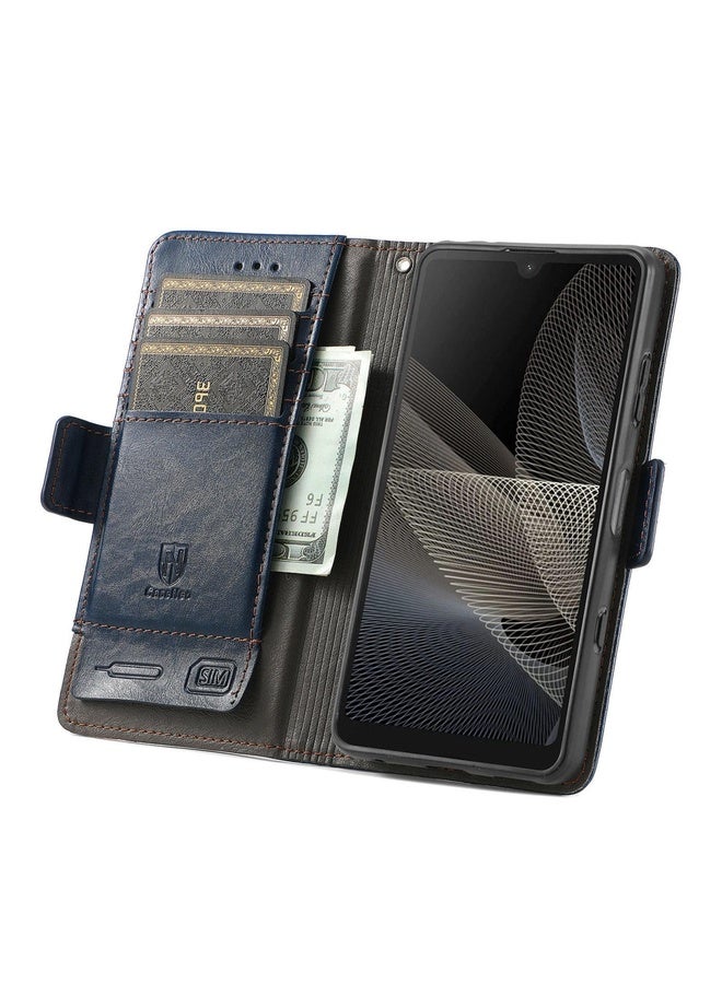 For Sony Xperia Ace II CaseNeo Business Splicing Dual Magnetic Buckle Horizontal Flip PU Leather Case with Holder & Card Slots & Wallet(Blue)