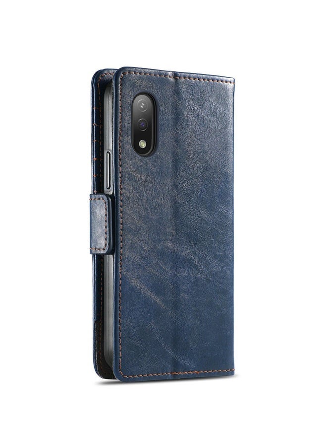 For Sony Xperia Ace II CaseNeo Business Splicing Dual Magnetic Buckle Horizontal Flip PU Leather Case with Holder & Card Slots & Wallet(Blue)