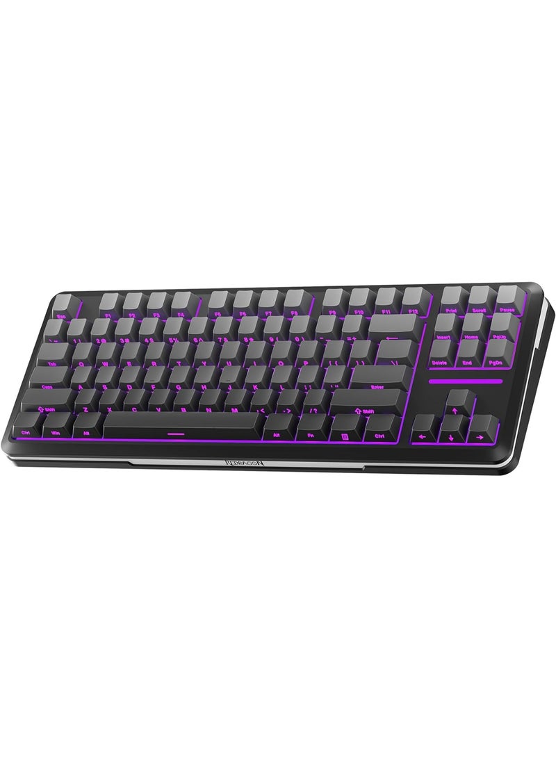 REDRAGON K734 Wireless Mechanical Keyboard,3-Modes Bluetooth Gasket Hot Swappable TKL RGB Custom Keyboard,Pre-lubed Switches,Side Printed PBT Gradient Keycaps, South-Facing LEDs Socket - Image 1