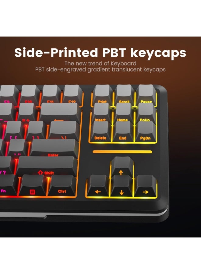 REDRAGON K734 Wireless Mechanical Keyboard,3-Modes Bluetooth Gasket Hot Swappable TKL RGB Custom Keyboard,Pre-lubed Switches,Side Printed PBT Gradient Keycaps, South-Facing LEDs Socket - Image 2