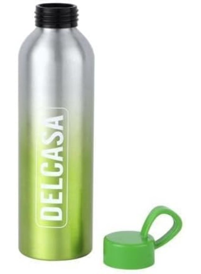 DELCASA Delcasa Aluminium Water Bottle, 650 ml Capacity, Silver/Green - Image 2