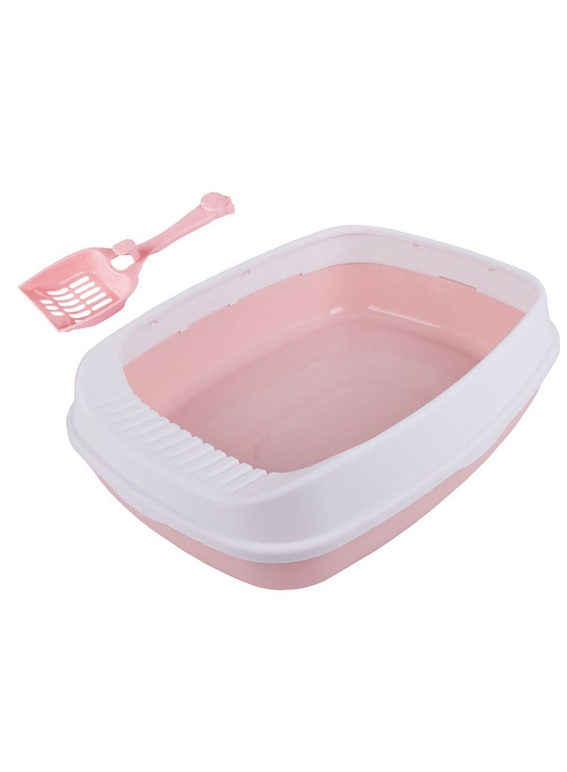 Cat Litter Tray Box Litter Box with High Side Anti-Splashing Cats Litters Pan Kitten Toilet with Litter Sifting Scoop with Scoop Kitten Detachable Rim Easy Cleaning White - Image 3