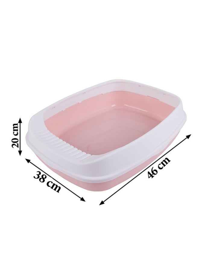 Cat Litter Tray Box Litter Box with High Side Anti-Splashing Cats Litters Pan Kitten Toilet with Litter Sifting Scoop with Scoop Kitten Detachable Rim Easy Cleaning White - Image 2