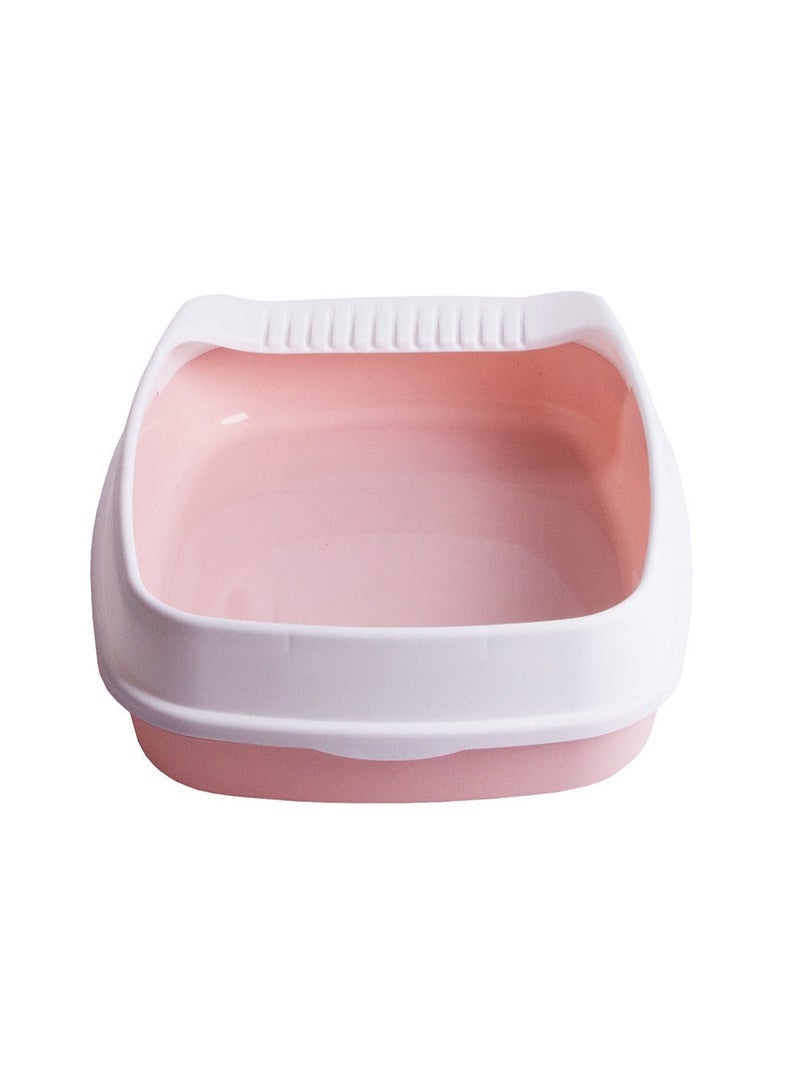 Cat Litter Tray Box Litter Box with High Side Anti-Splashing Cats Litters Pan Kitten Toilet with Litter Sifting Scoop with Scoop Kitten Detachable Rim Easy Cleaning White - Image 4