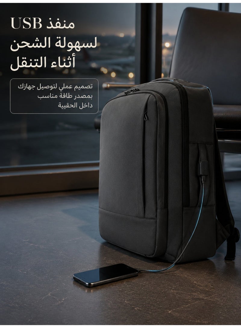 Miya Business Travel Laptop Backpack Anti-Theft Durable Computer Bag With USB Charging Port Waterproof College School Backpack For Men & Women Fits 17 Inch Notebook Grey - Image 5