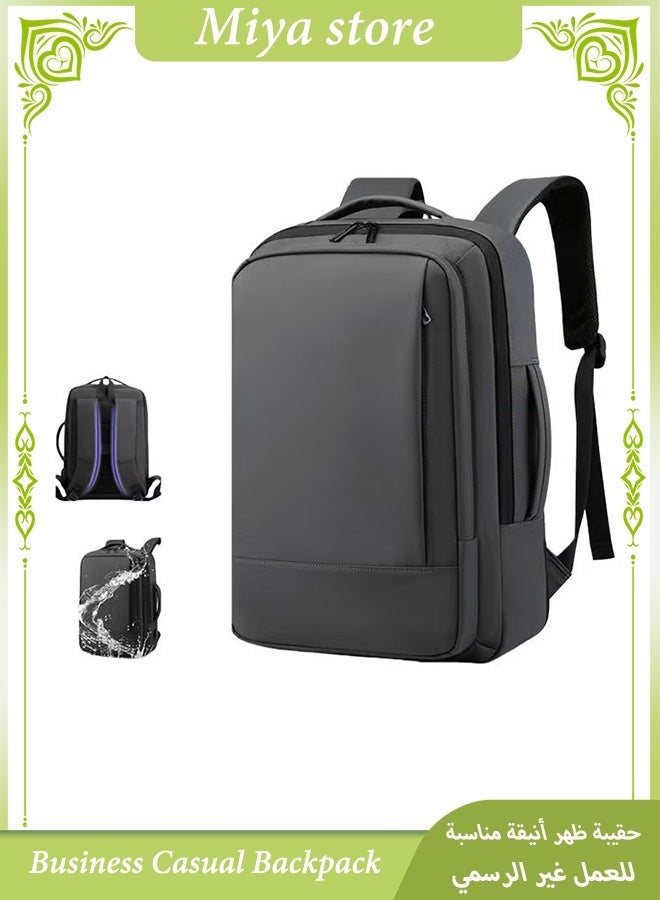 Miya Business Travel Laptop Backpack Anti-Theft Durable Computer Bag With USB Charging Port Waterproof College School Backpack For Men & Women Fits 17 Inch Notebook Grey - Image 1