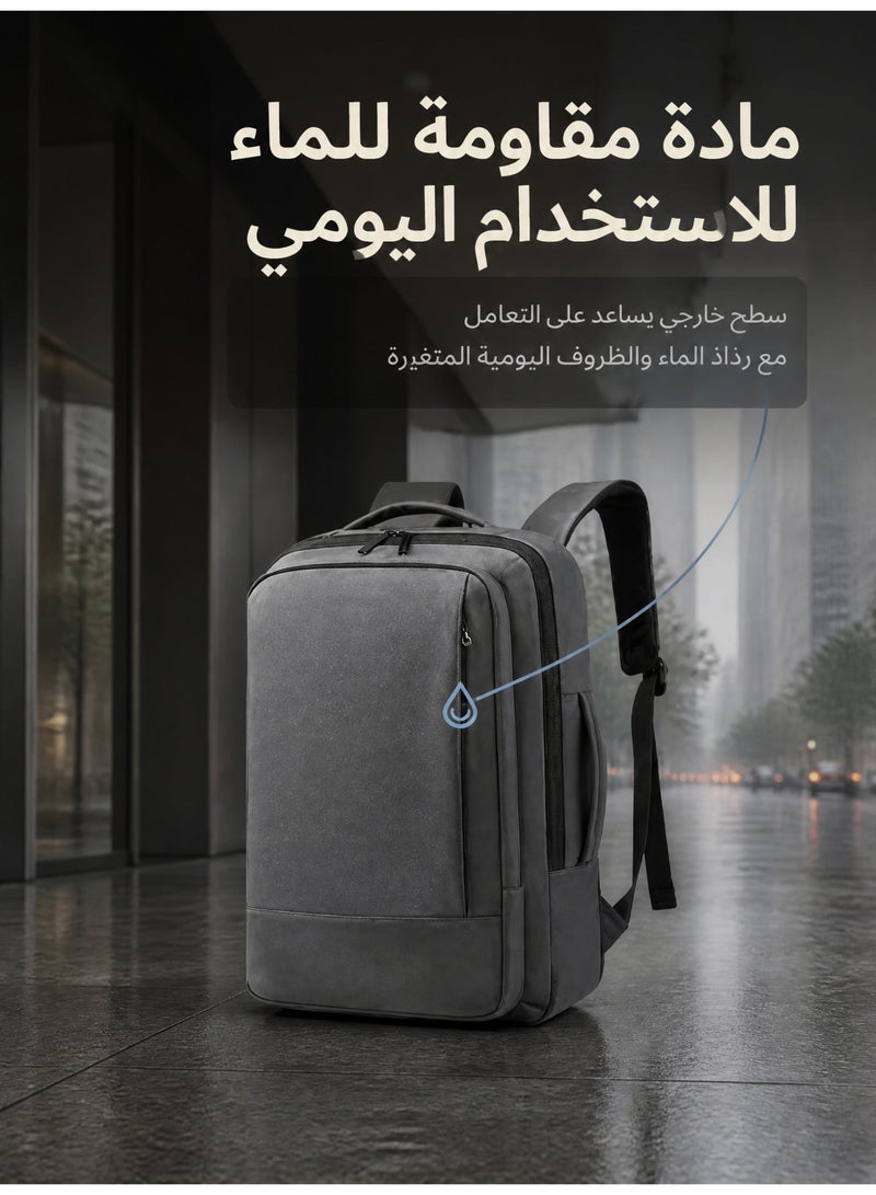 Miya Business Travel Laptop Backpack Anti-Theft Durable Computer Bag With USB Charging Port Waterproof College School Backpack For Men & Women Fits 17 Inch Notebook Grey - Image 3